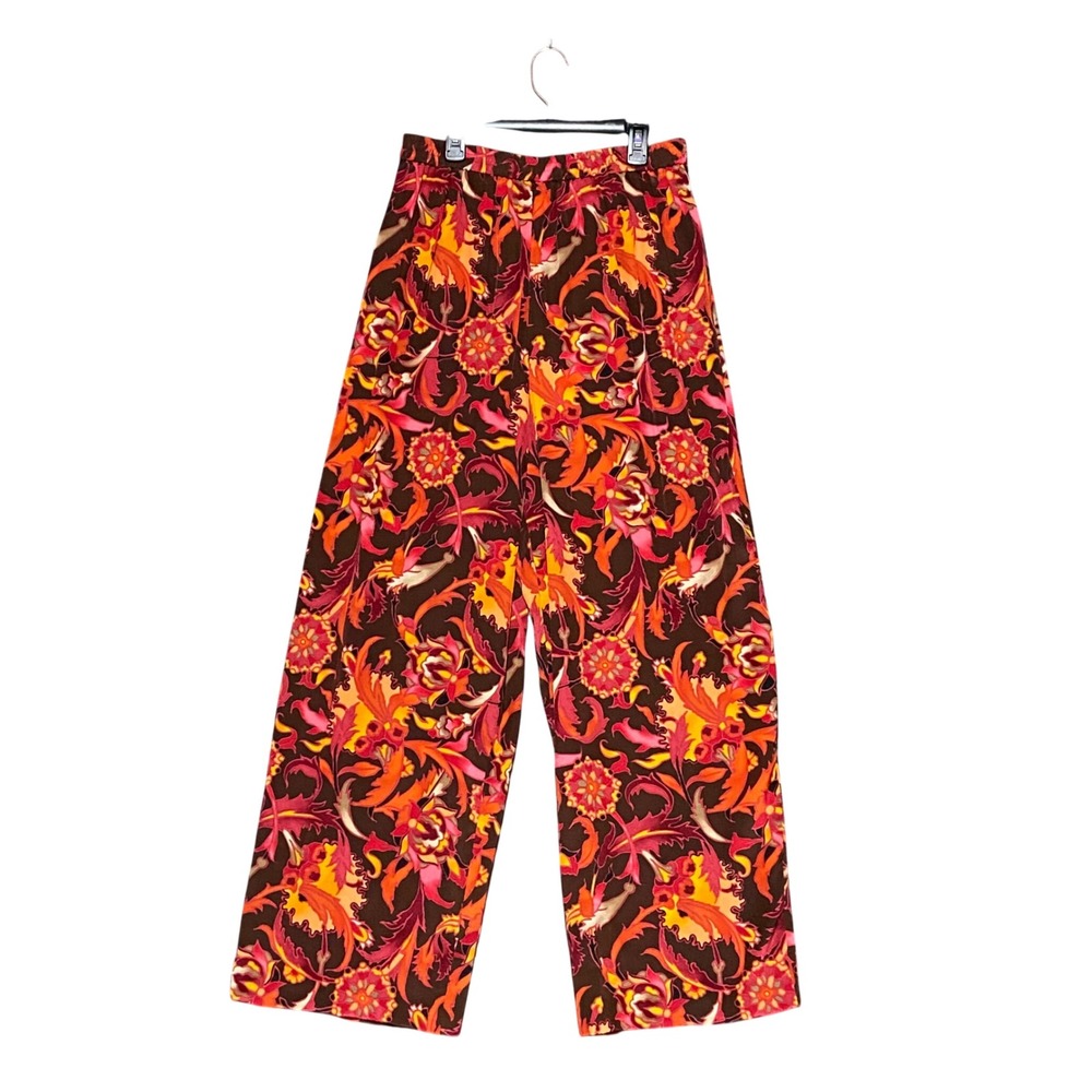 Vintage DVF Silk Assets Wide Leg Pants M NWT Paisley Floral 70s Boho Pure Silk